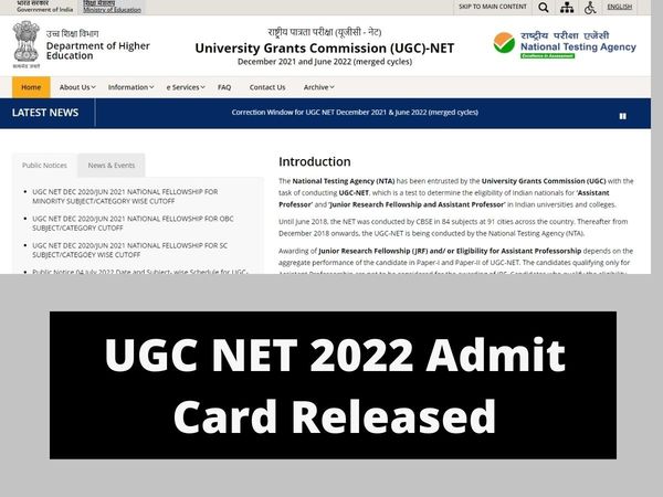 UGC NET Admit Card 2022 Out: UGC NET Admit Card 2022 released at official website ugc.net.nta.nic.in, Know how to Download