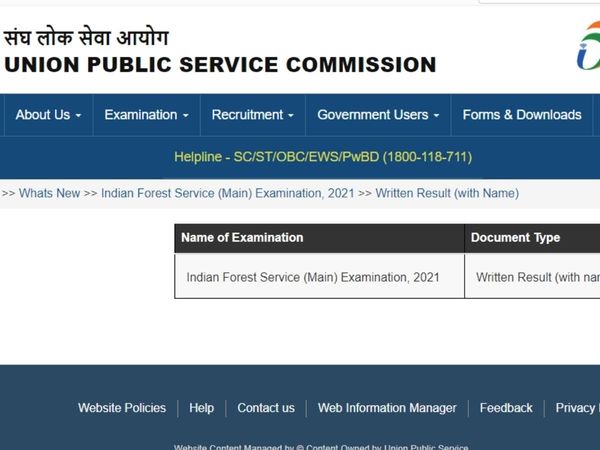 UPSC IFS Mains result 2021