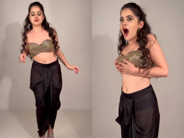 Urfi javed oops moment video, urfi Javed bralett slips down while actress was dancing