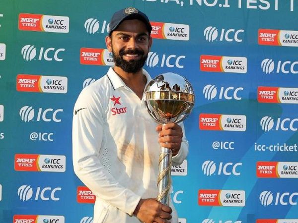 Virat Kohli with ICC mace