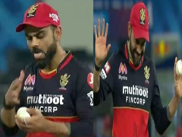 Virat Kohli saliva on ball
