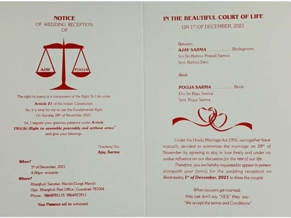 Lawyer Constitution themed wedding card goes viral on Social Media