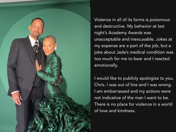 Will Smith post apology on instagram