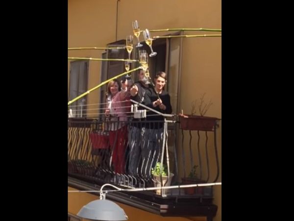 Itly People wine party in the balcony