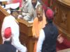 CM Yogi Adityanath meets Akhilesh Yadav in UP Assembly during oath-taking of newly-elected legislators