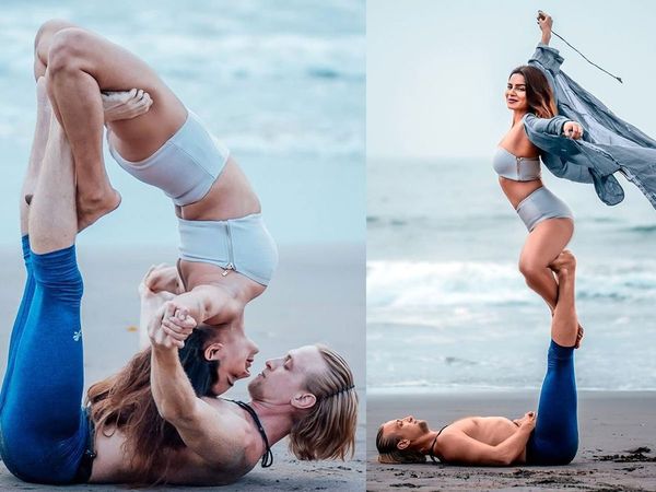 Aashka Goradia Yoga with Husband Brent Goble