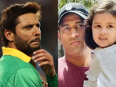 shahid afridi, ms dhoni and ziva shahid afridi, ms dhoni and ziva