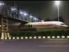Air India Plane get stuck in foot over bridge viral video in hindi