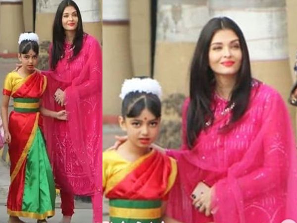 Aaradhya Bachchan in Saree with Mom Aishwarya Rai Bachchan