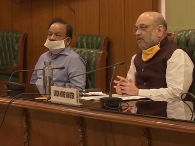 Home minister Amit Shah chairs meeting with doctors through video conferencing Home minister Amit Shah chairs meeting with doctors through video conferencing