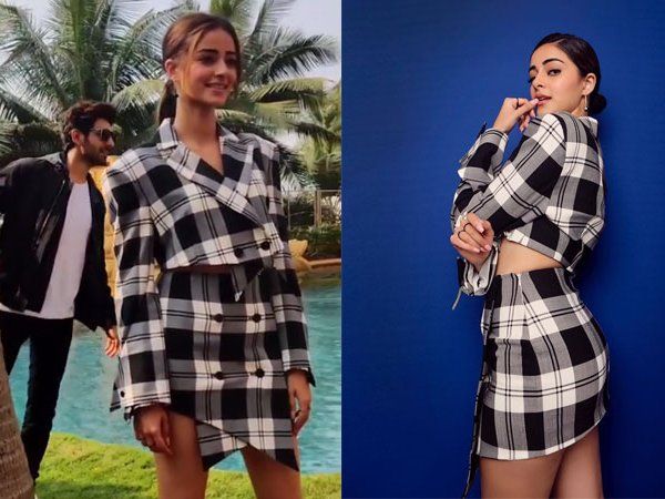 पैपराजी को पोज देते हुए Ananya Panday And Kartik Aaryan