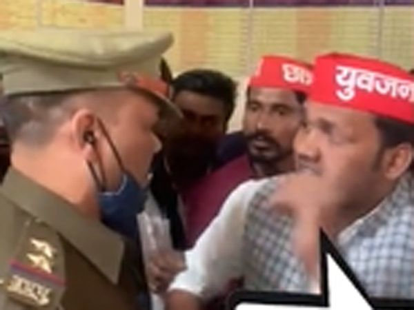 SP leader arpit yadav challenges police inspector in Kanpur video goes viral