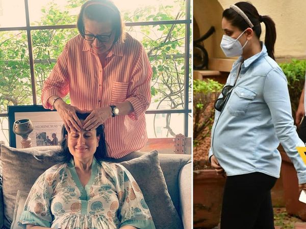 Kareena Kapoor In Pregnancy enjoys mother Babita Kapoor malish 