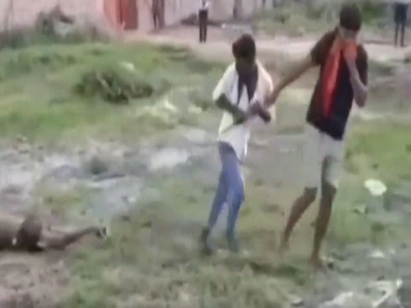 Bihar Police dragging the dead body with a rope