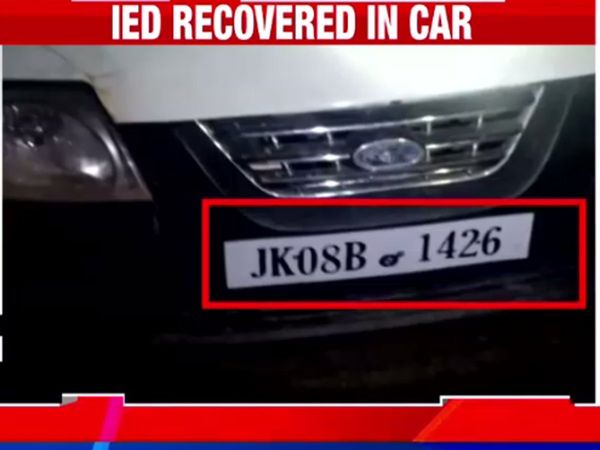 J&K: In-situ explosion of the vehicle, which was carrying IED, by Police in Pulwama