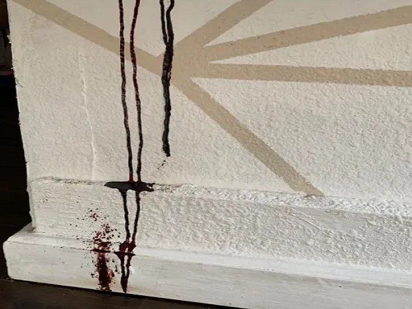 blood running down falls in flat