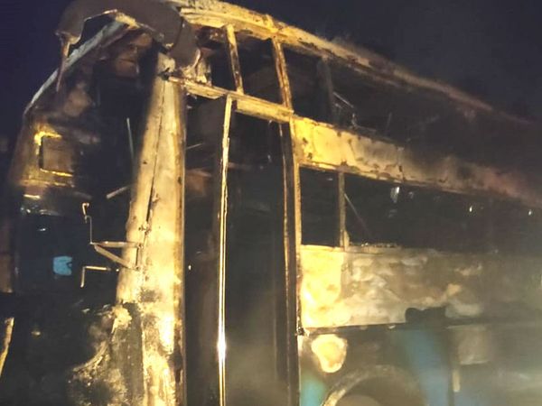 Five people died in a bus fire in Chitradurga District of Karnataka