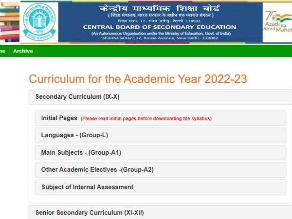 CBSE New Syllabus for year 2022-23
