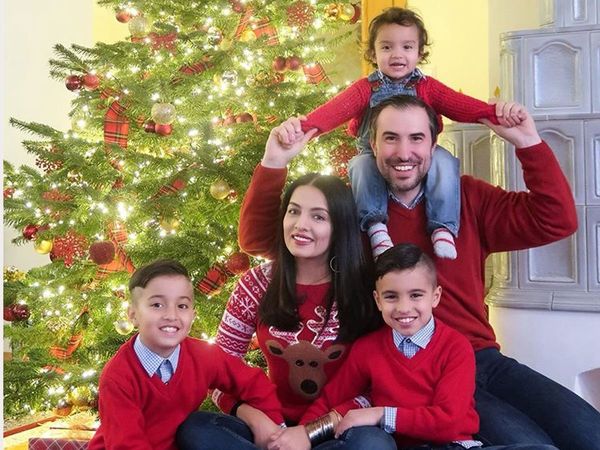 Celina Jaitly with her Sons and Husband