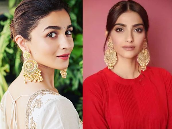 bollywood actresses in Trendy Chaandbalis look alia bhatt janhvi kapoor katrina kaif sonam kapoor 