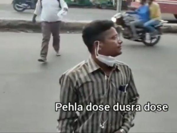 corona vaccine video man promotes vaccination programme funny viral video in hindi