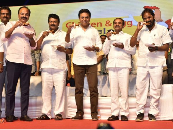 Telangana minister KT Rama Rao eats chicken to disabuse fears that it can cause coronavirus infection