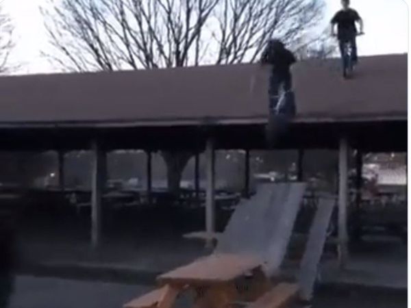 Funny Viral Video Man Fall down from roof with cycle watch funny video