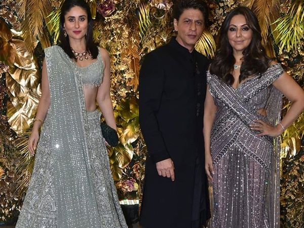 Armaan Jain Anissa Malhotra wedding reception celebrity photos videos kareena kapoor khan dance on bole chudiyan with karisma kapoor shahrukh khan swings with gauri 