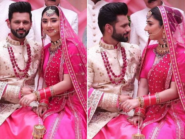 TV Couple Rahul Vaidya and Disha Parmar groom and bride Wedding Look Viral
