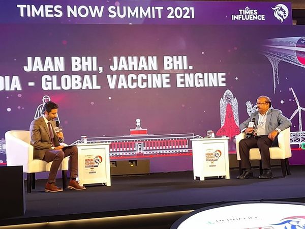 Times Now Summit 2021 : Bharat Biotech's Dr Krishna Ellasays No rules were tweaked for Approval of Covaxin