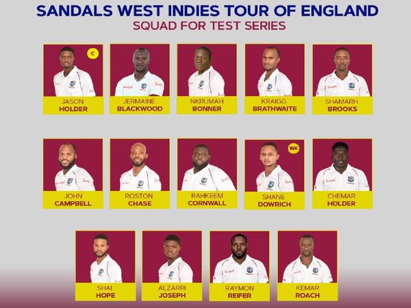 West Indies test squad for England tour