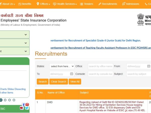 ESIC Recruitment 2022