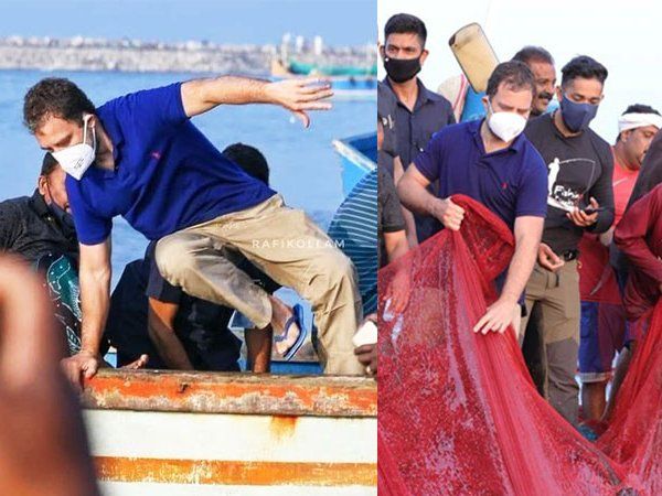 जब केरल में राहुल गांधी मछली पकड़ने उतर गए समुद्र में, सामने आईं ये Pics
