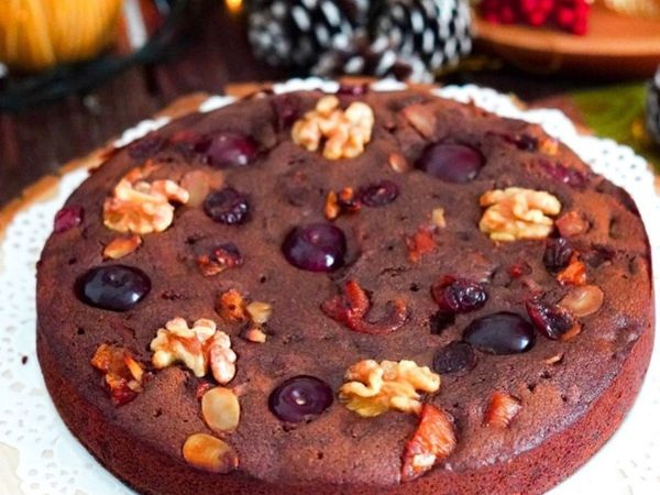 Eggless Christmas Fruit Cake 
