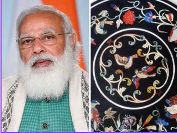  PM Modi gifted Itr bottles in a zardozi box to France President Emmanuel Macron