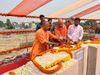 UP CM Yogi Adityanath lays foundation stone of Ayodhya temple's Garbhagriha see pics