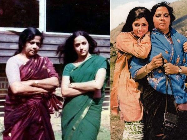 Hema Malini with mother Jaya Chakravarthy