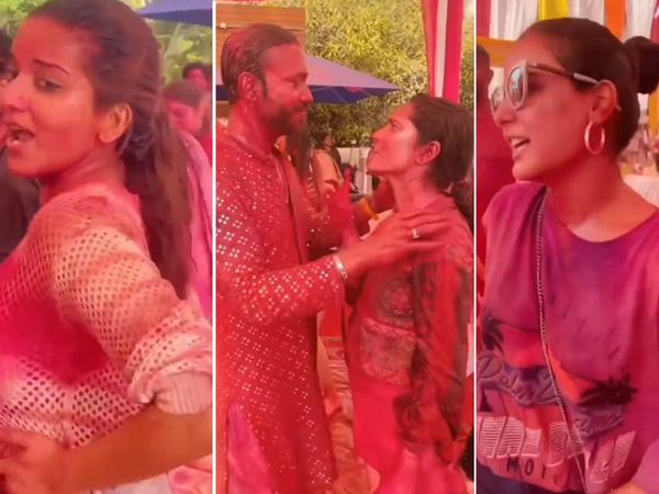 Ankita lokhande got angry on vicky jain at holi celebration: TV Celebs Holi 2022 party jasmin bhasin aly goni monalisa And ekta kapoor tejasswi prakash many more