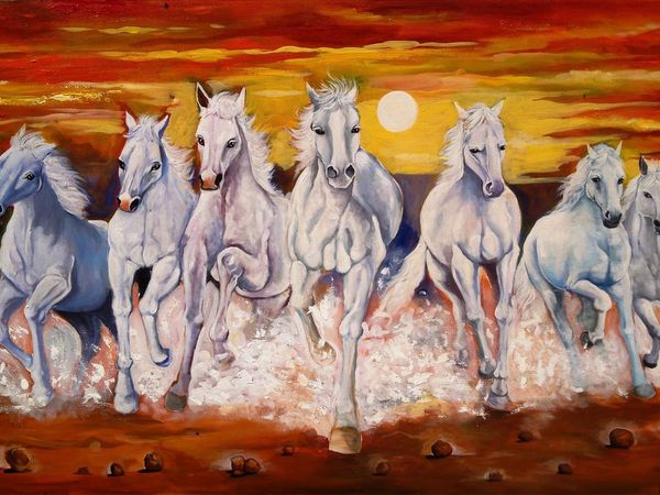 Vastu Tips for home seven white horses photo picture benefit bring fortune peace money 