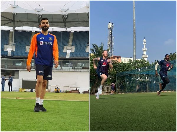India and England cricketers in Chennai