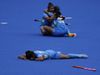 Indian women hockey team celebrating win against Australia