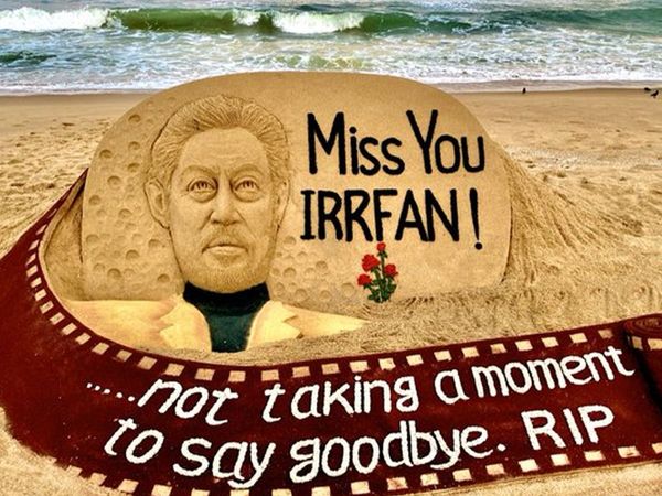Irrfan Khan Goodbye Sand Artist Sudarsan Pattnaik Pays Tribute to him