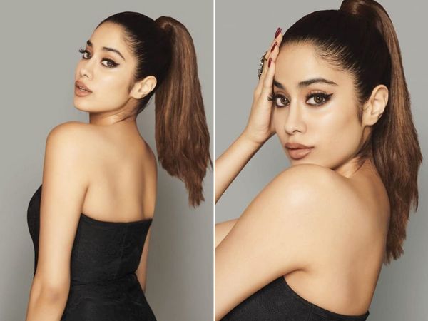 जान्हवी कपूर लुक्स, जान्हवी कपूर इंस्टाग्राम लुक, जान्हवी कपूर का ब्लैक स्मोकी आईज लुक, जान्हवी कपूर का सिंपल लुक, जान्हवी कपूर लुक, Janhvi Kapoor makeup tips, Janhvi Kapoor makeup look, Janhvi Kapoor black Smokey eyes look, Janhvi Kapoor high sleek ponyt