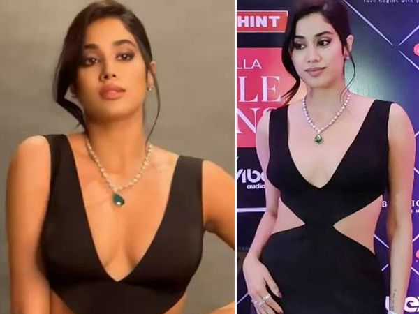 Janhvi Kapoor bold plunging neckline dress TROLLED at an event- 