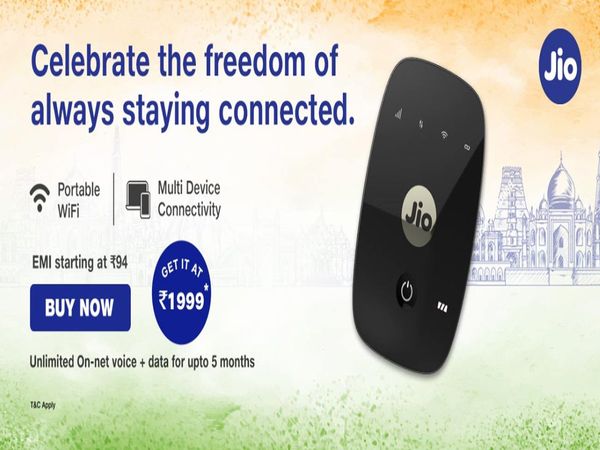 Jio Independence Day offers 2020 : Free Data for 5 months, Calls With JioFi Jio-to-Jio and other networks