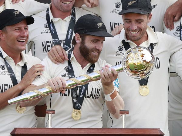 Kane Williamson with WTC Mace