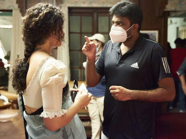 Kangana Ranaut shares photos from Thalaivi sets with director AL Vijay 