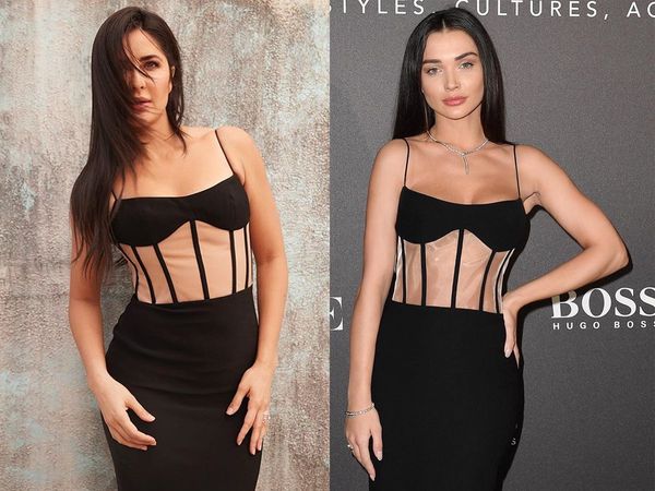Katrina Kaif and Amy Jackson in same black corset dress