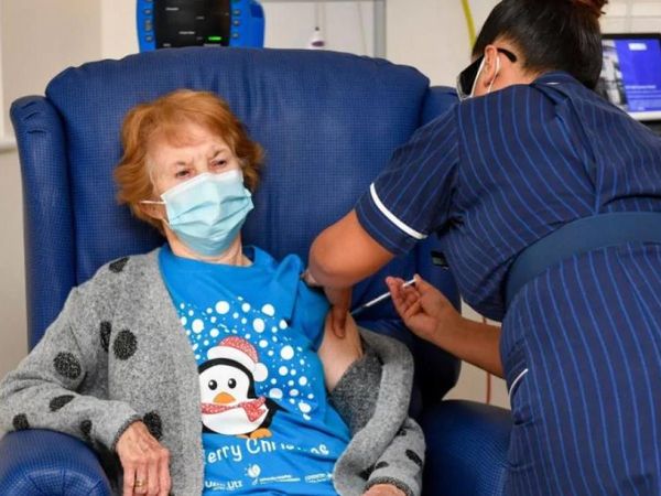 90-year-old British woman is first to receive Pfizer Covid-19 vaccine shot