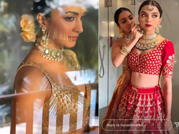 Kiara Advani looks stunning With gold lehenga choli at sister Ishita Advani wedding ceremony